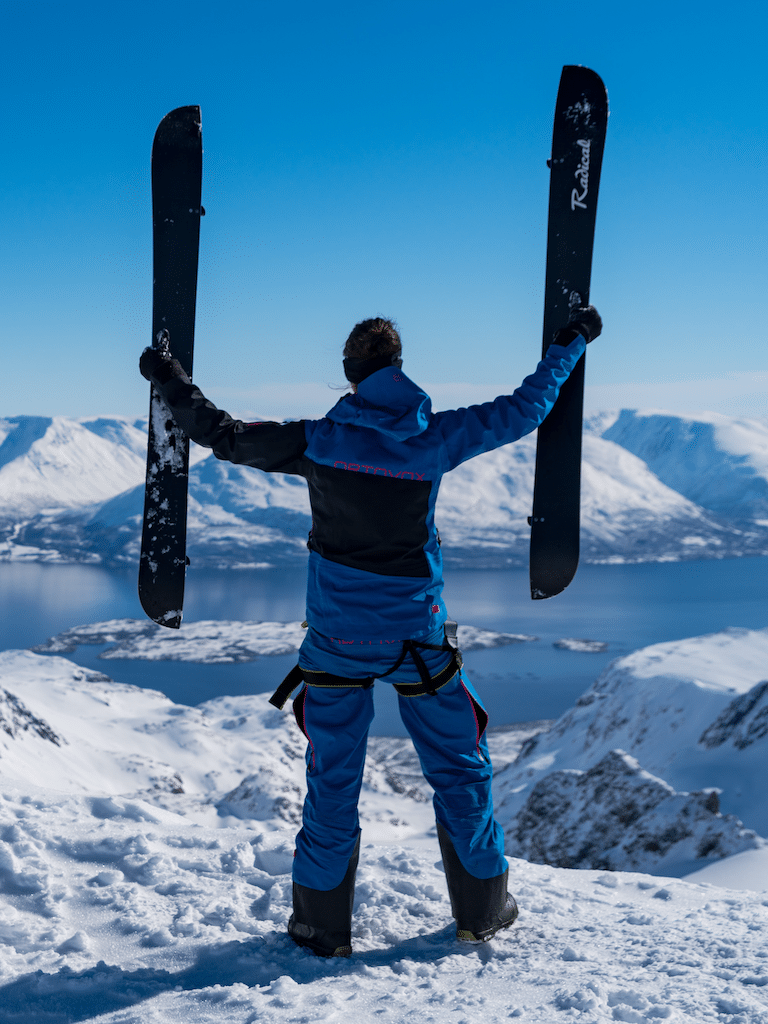 Splitboarding Norway Romy happy