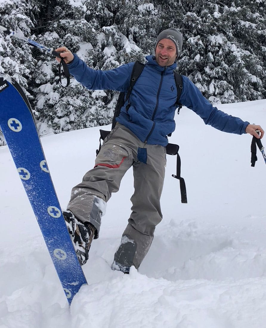 a man on a snowboard